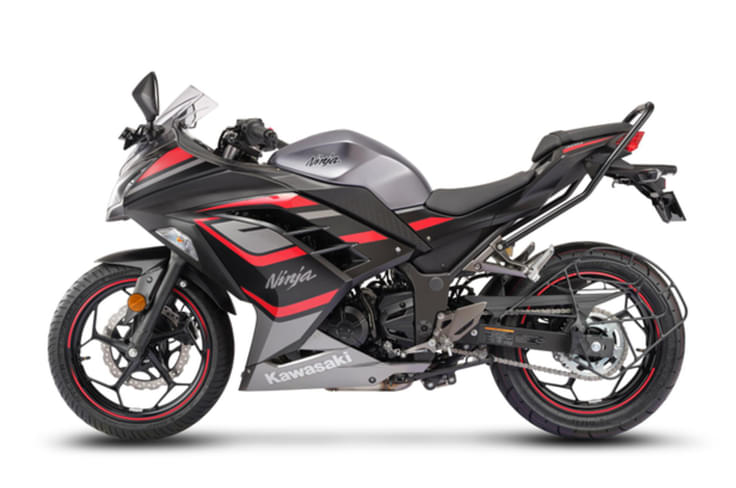 The rest of the bike is the same as before. Kawasaki Ninja 300 black colour side static
